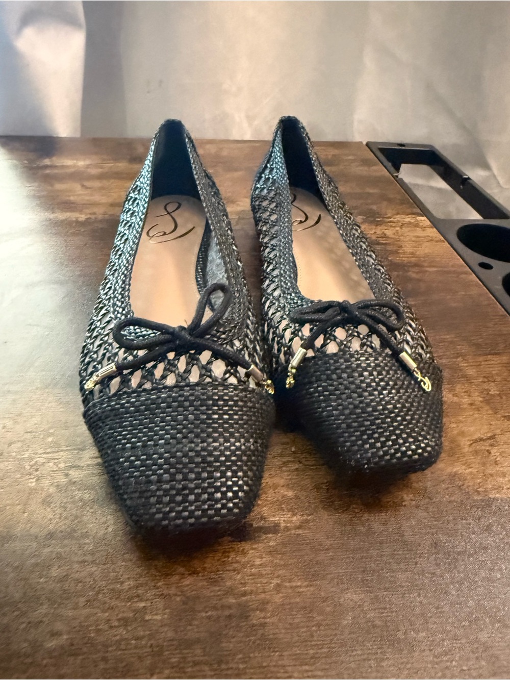 Sam Edelman Black Women's Crochet Ballet Flats with Bow size 7 - Picture 2 of 7